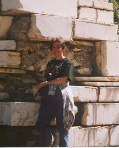 Barb at old mill column