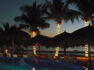 night from behind pool