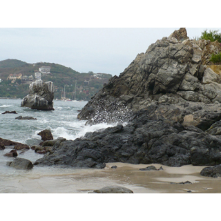 waves on rocks