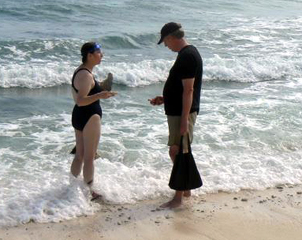 Sarah and John beachcombing
