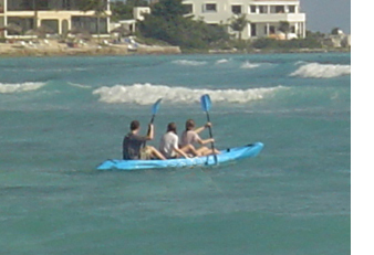 All 3 kids in kayak