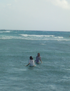 Girls in bay