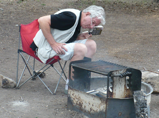 John watching trout dinner