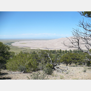 view of Visitor Center from trail